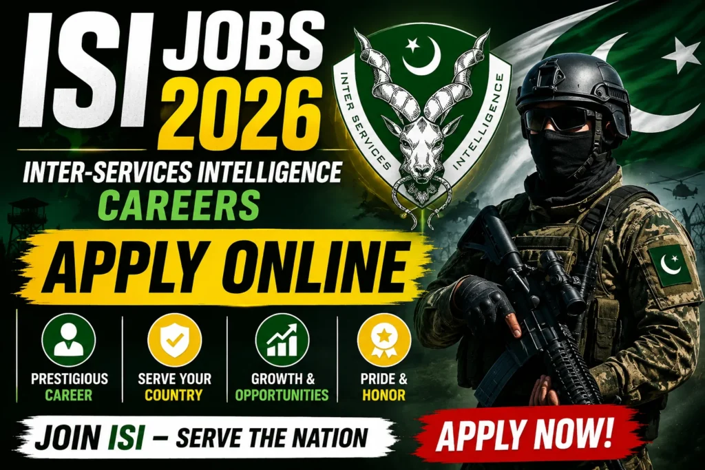 ISI Jobs 2026 – Apply Online for Inter-Services Intelligence Careers